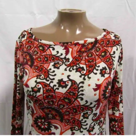 MICHAEL Michael Kors NWOT US Long Sleeve Scoop Neck Maxi Dress Red/White XXS - Picture 3 of 7